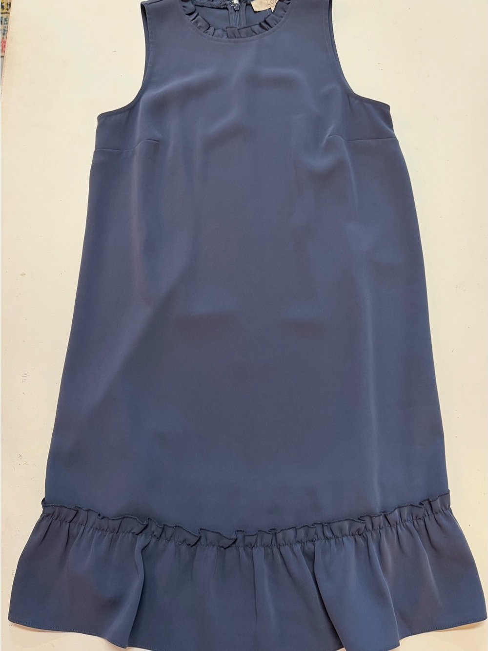 LOFT Navy Ruffle-Trim Sleeveless Dress
